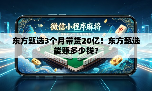 东方甄选3个月带货20亿!东方甄选能赚多少钱? 东方甄选3个月带货20亿!东方甄选能赚多少钱?