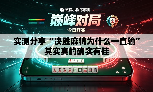 实测分享“决胜麻将为什么一直输”其实真的确实有挂