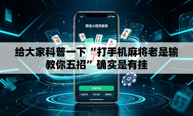 给大家科普一下“打手机麻将老是输教你五招	”确实是有挂