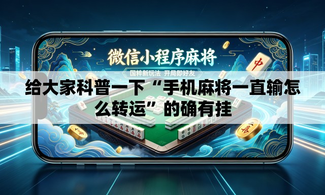 给大家科普一下“手机麻将一直输怎么转运”的确有挂