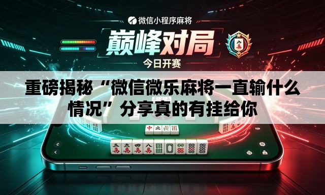 重磅揭秘“微信微乐麻将一直输什么情况	”分享真的有挂给你