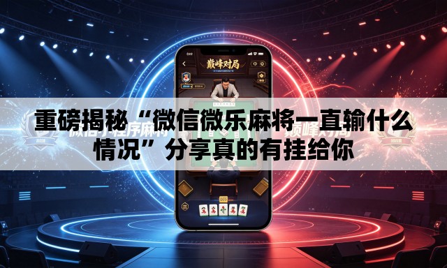 重磅揭秘“微信微乐麻将一直输什么情况”分享真的有挂给你