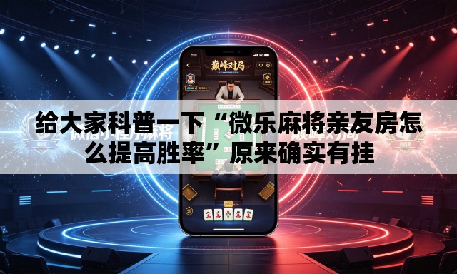 给大家科普一下“微乐麻将亲友房怎么提高胜率”原来确实有挂