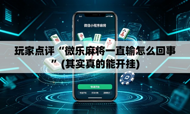 玩家点评“微乐麻将一直输怎么回事”(其实真的能开挂)