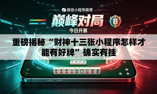 重磅揭秘“财神十三张小程序怎样才能有好牌”确实有挂