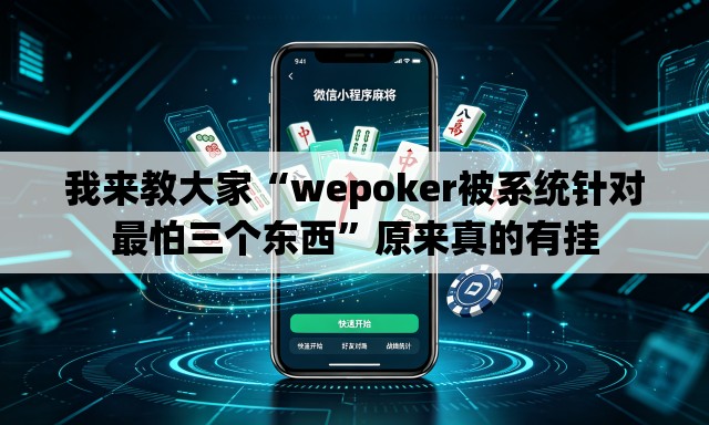 我来教大家“wepoker被系统针对最怕三个东西	”原来真的有挂