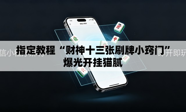 指定教程“财神十三张刷牌小窍门	”爆光开挂猫腻