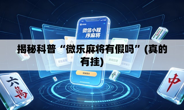 揭秘科普“微乐麻将有假吗	”(真的有挂)